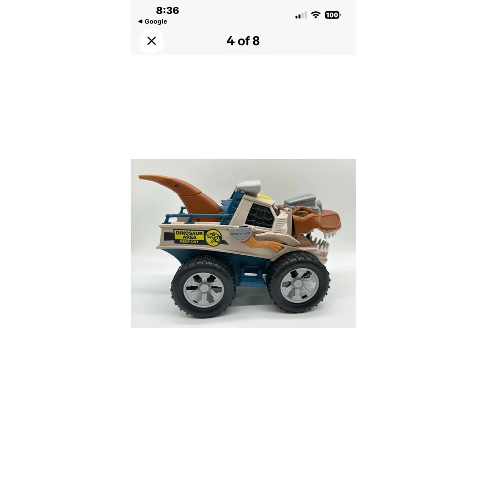 Dinosaur Area Keep Out T-Rex Monster Truck Toy with Sound and Music‎ Tan Blue